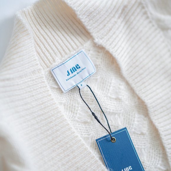 J.ING / Cream Cardigan Knit Sweater | Size L - Picture 3 of 5